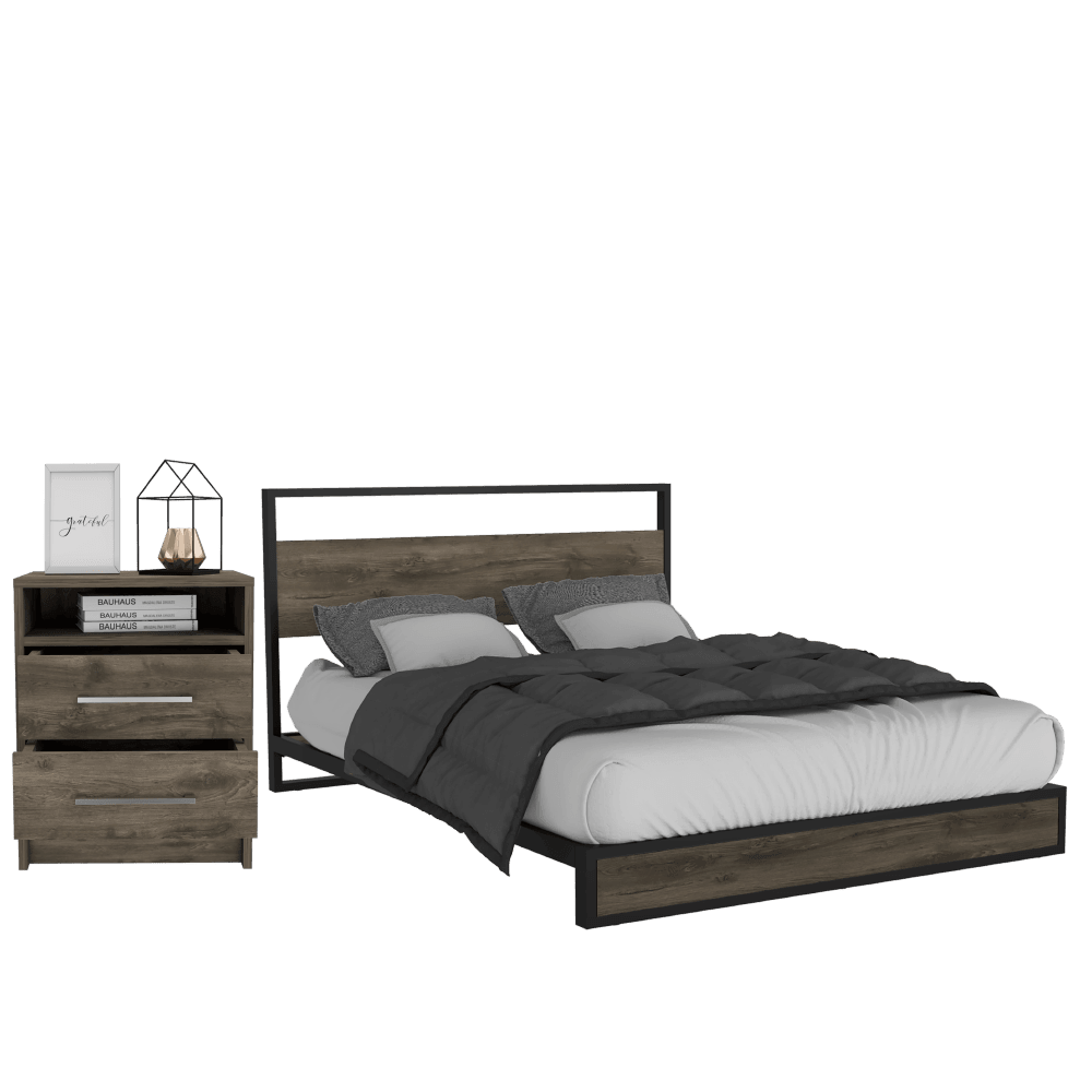 Combo Para Habitación Carel Incluye Cama y Mesa de Noche.