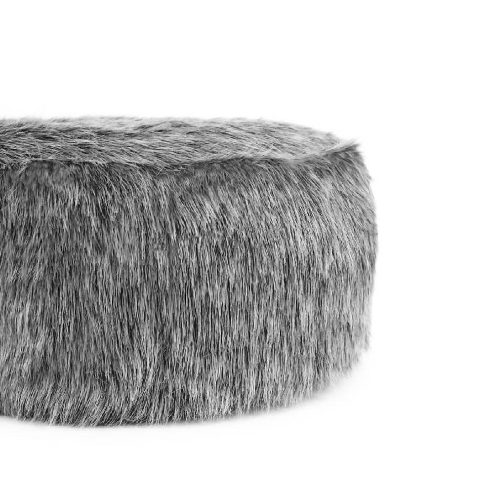 Puff Descansa pies Reposapies En Peluche Gris Matizado - VIRTUAL MUEBLES