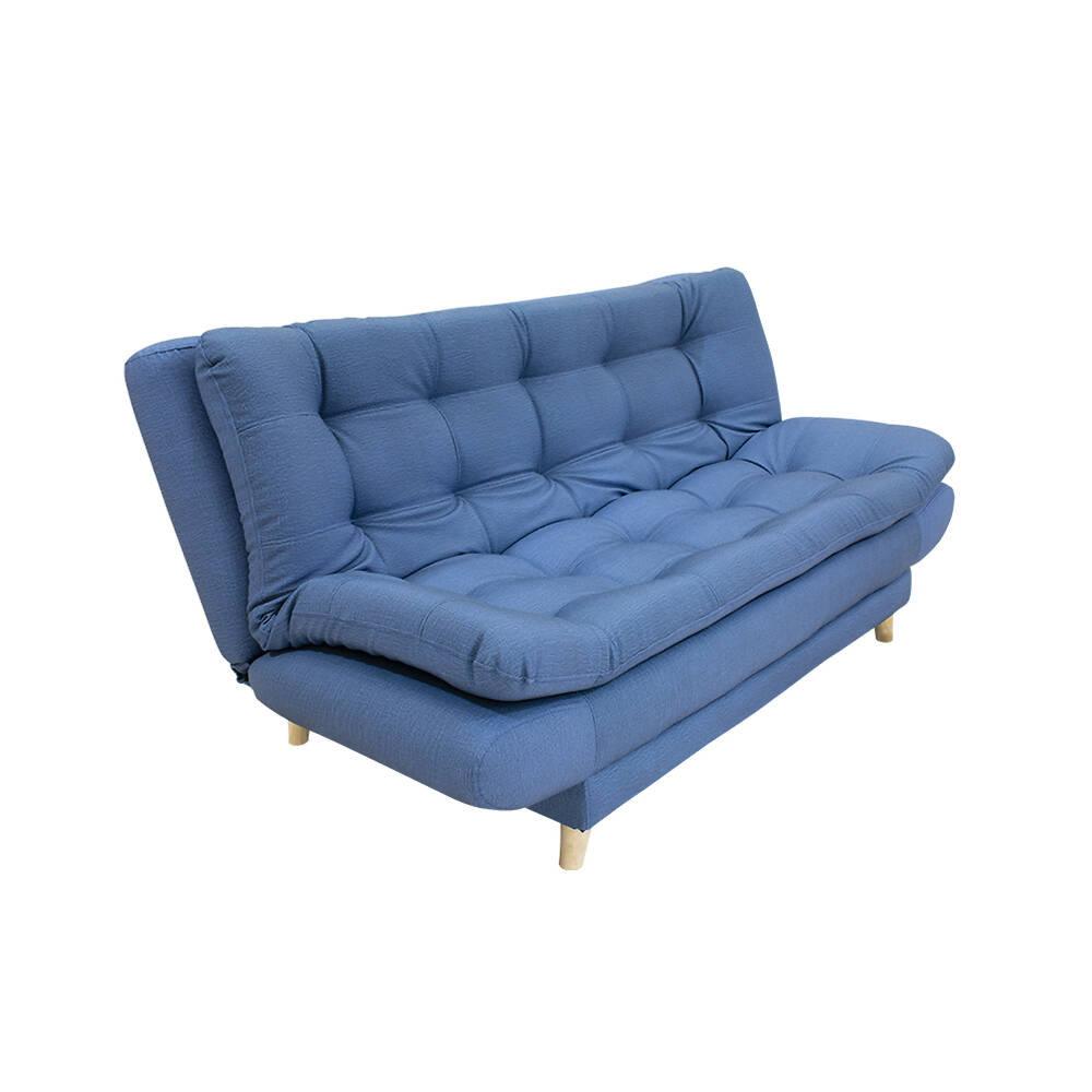 Sofá cama Damasco azul Antirasguño, patas de madera - VIRTUAL MUEBLES