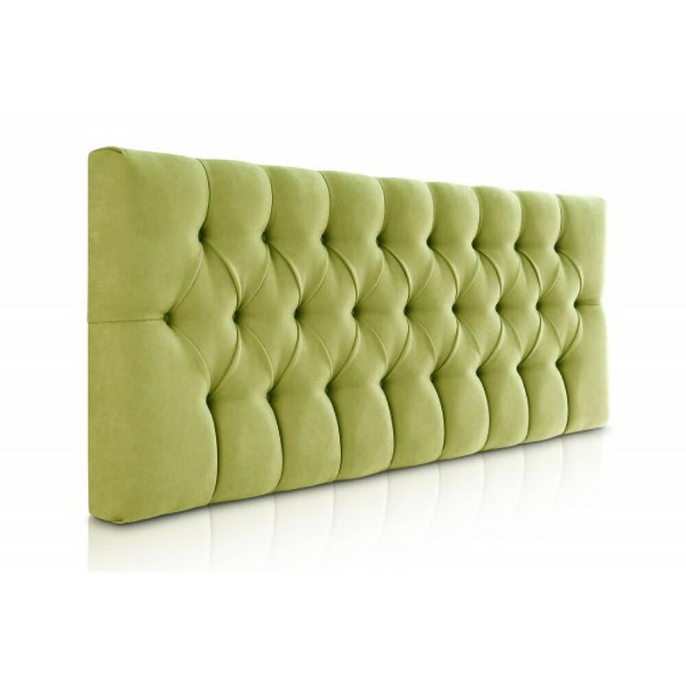 Cabecero Tapizado Tela Base Cama Semi-Doble Rombos Verde Pistacho - VIRTUAL MUEBLES