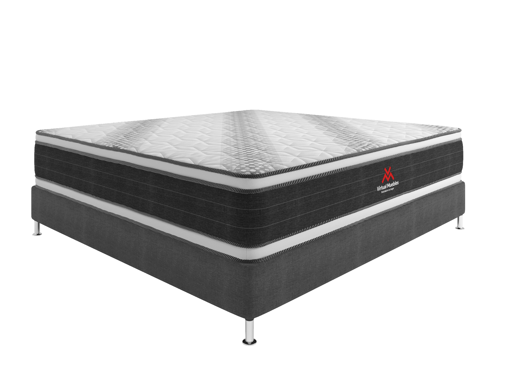 Combo cama Tarima gris + colchón 120 x 190 cm + almohada - VIRTUAL MUEBLES