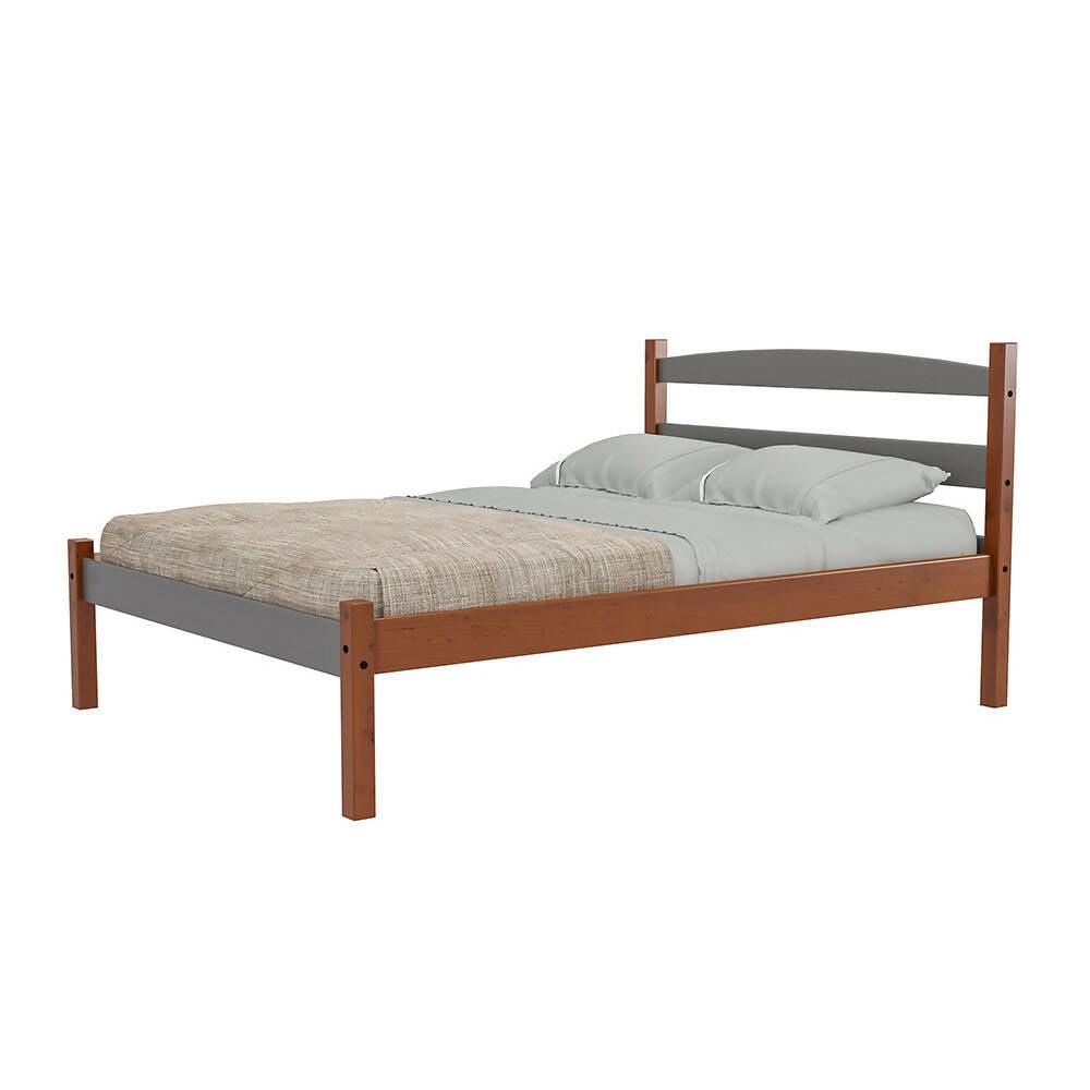 Cama Doble Delta Acacia/Gris - VIRTUAL MUEBLES