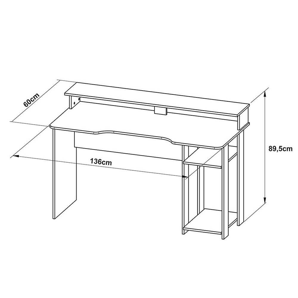 Escritorio Gamer Bolonia Negro Verde - VIRTUAL MUEBLES