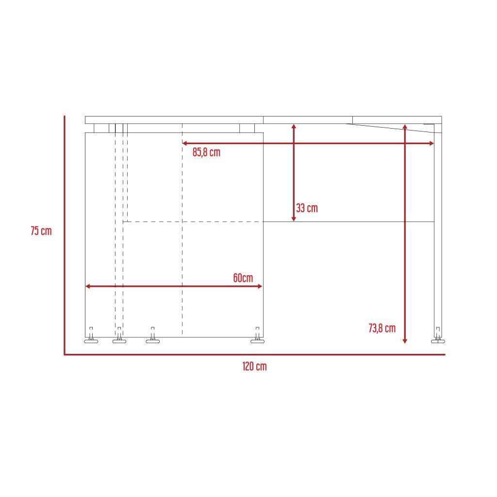 Escritorio en L Monat color Castaño y Negro para Oficina.