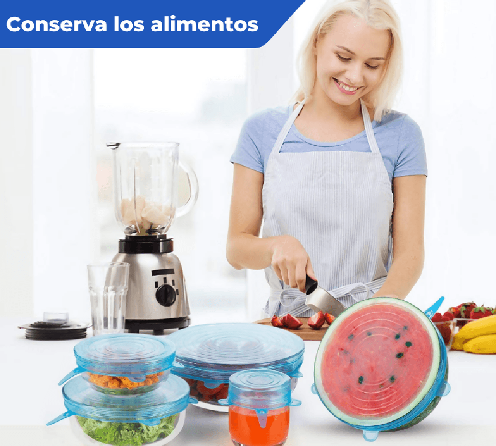 Setx6 Tapas De Silicona Reutilizables Elásticas Redondas Alimentos - VIRTUAL MUEBLES