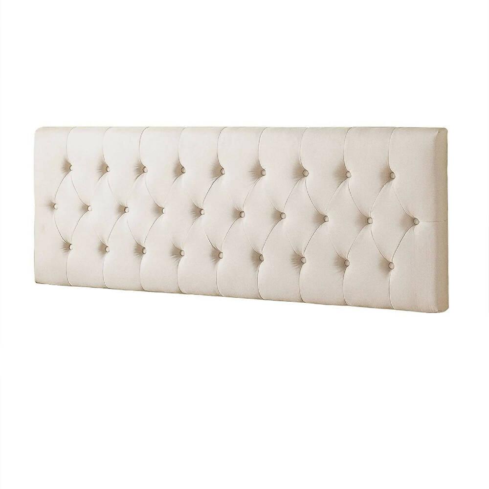 Cabecero Tapizado Tela Base Cama Sencilla Rombos Beige - VIRTUAL MUEBLES