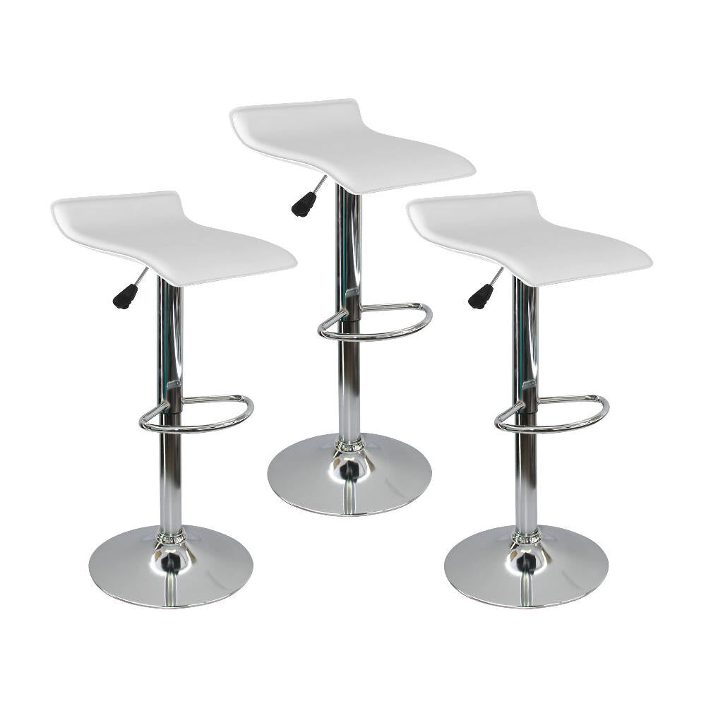 Kit por 3 Silla Tapizada Lisa Tipo Bar - Blanca