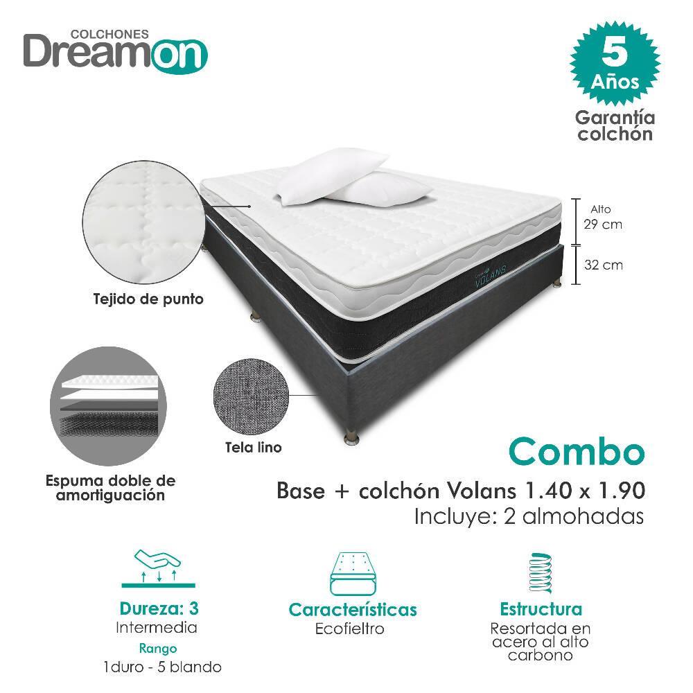 Colchón Con Base Dreamon Volans Doble Intermedio - VIRTUAL MUEBLES