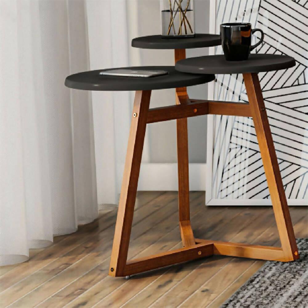 Mesa Auxiliar Buk Negro Almendra - VIRTUAL MUEBLES