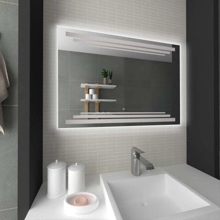 Mueble de baño con espejo y luz LED gris 60x13x52 cm - referencia