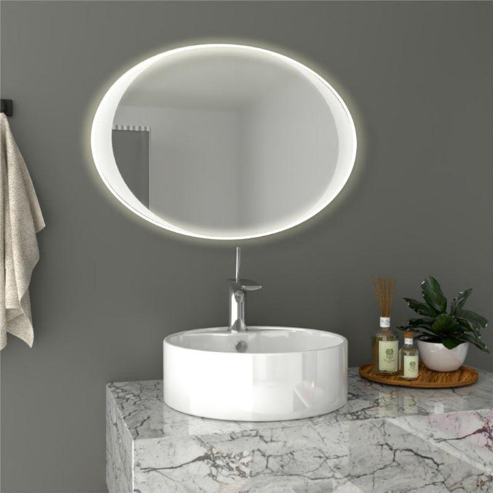 Espejo Ovalado Varese color Gris para Sala o Baño.