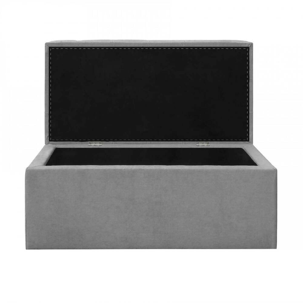 Puff Baúl Auxiliar Tela Gris - VIRTUAL MUEBLES