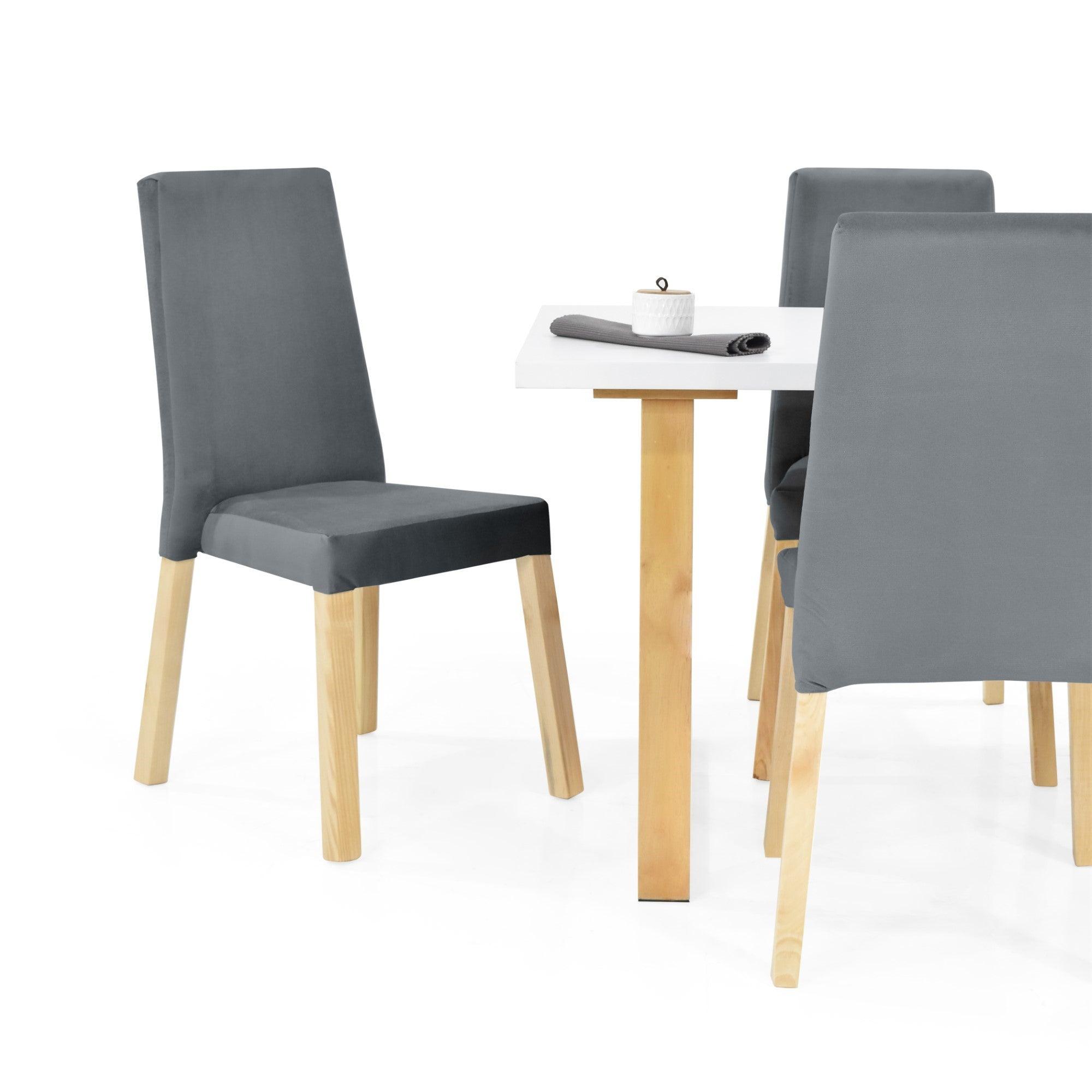 Juego de Comedor 4P Andara Sillas Galicia Tela Gris - VIRTUAL MUEBLES