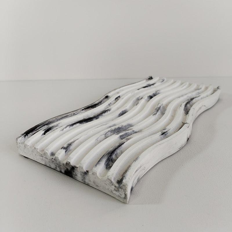 Bandeja Olas de Cemento 2x25x11.5 cm Marmól Negro - VIRTUAL MUEBLES