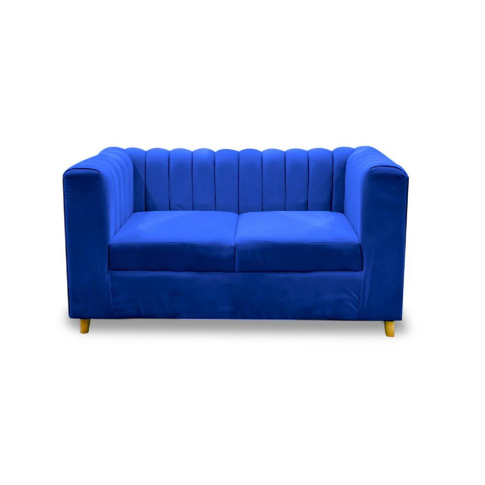 Sala tres palacio azul oscuro, patas de madera - VIRTUAL MUEBLES