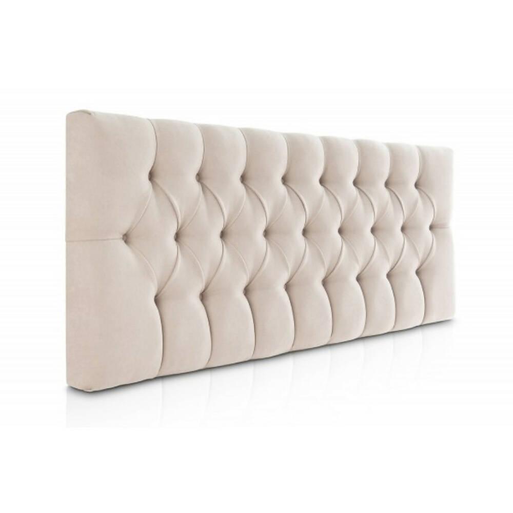 Cabecero Tapizado Tela Base Cama Semi-Doble Rombos Beige - VIRTUAL MUEBLES