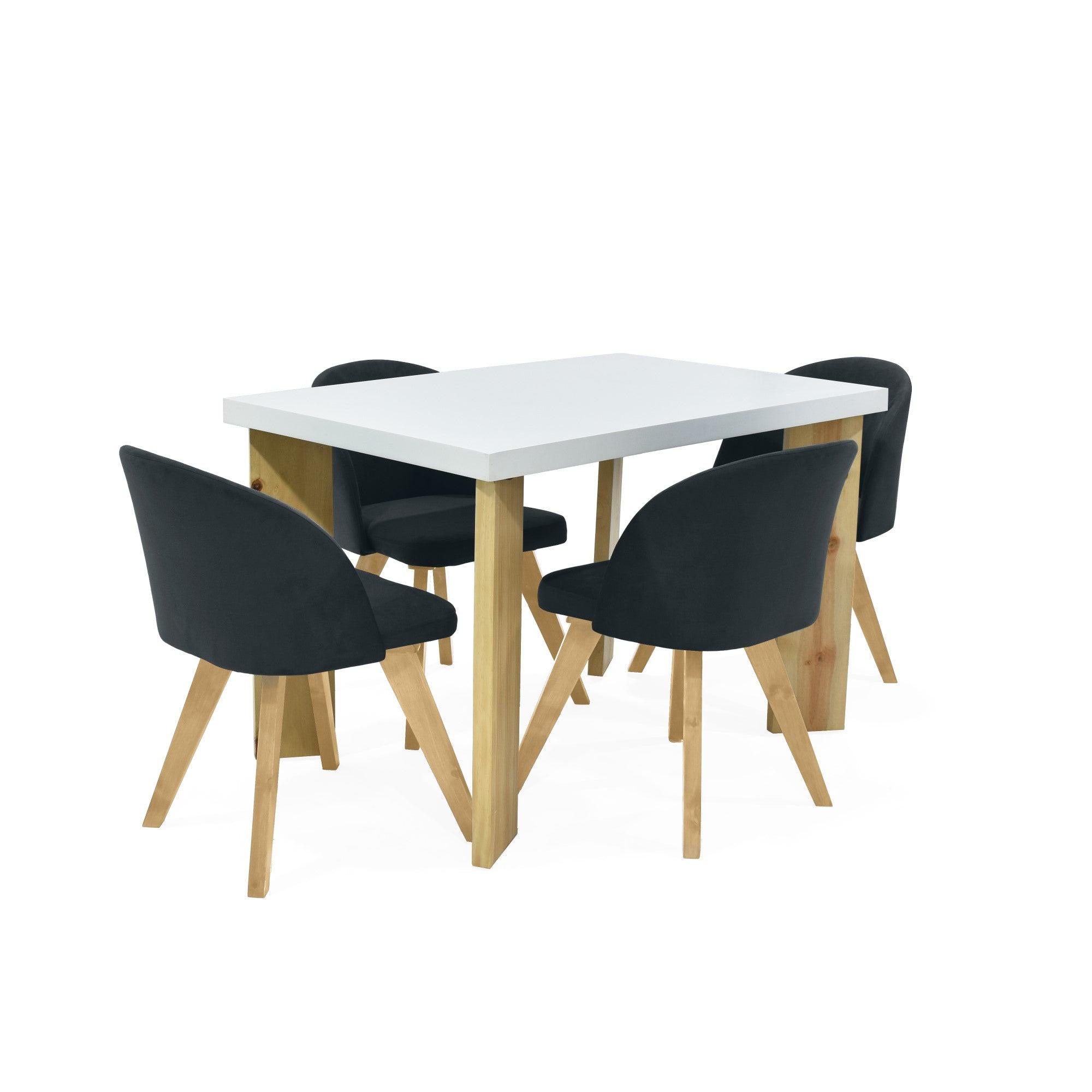 Juego de Comedor Sevilla 4 Puestos con Silla Sabina Tela Gris