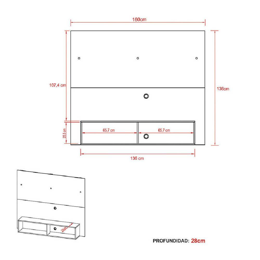 Panel Para Tv Esperanza Rústico/Blanco - VIRTUAL MUEBLES