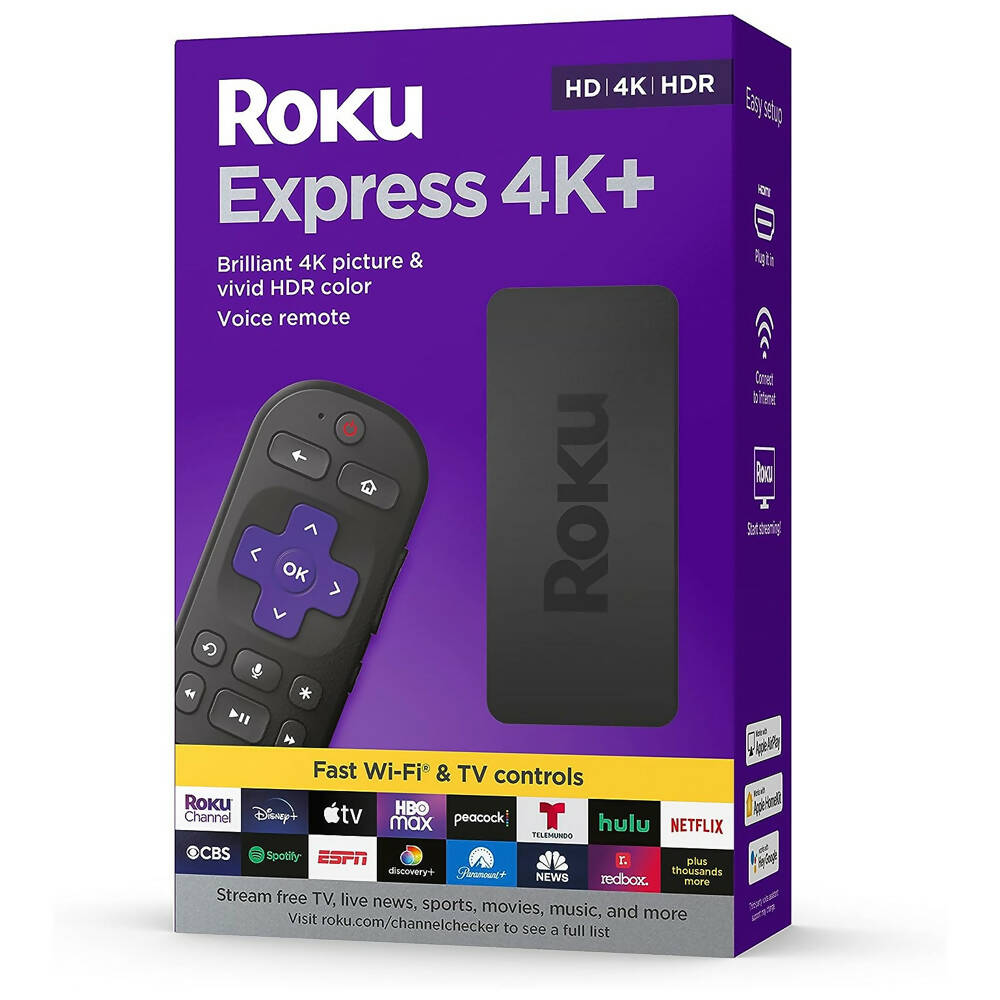 Roku Express TV 4K+ HDR Control Por Voz Reproductor Streaming - Convertidor a Smart TV