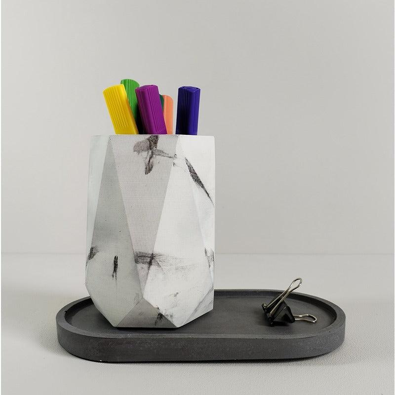 Florero Jarrón de Cemento 11x7 cm Mármol Negro - VIRTUAL MUEBLES