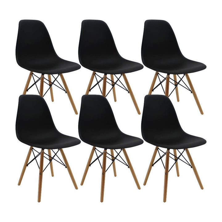 Kit por 6 sillas Eames Patas En Madera para comedor, sala, restaurante - Negras - VIRTUAL MUEBLES