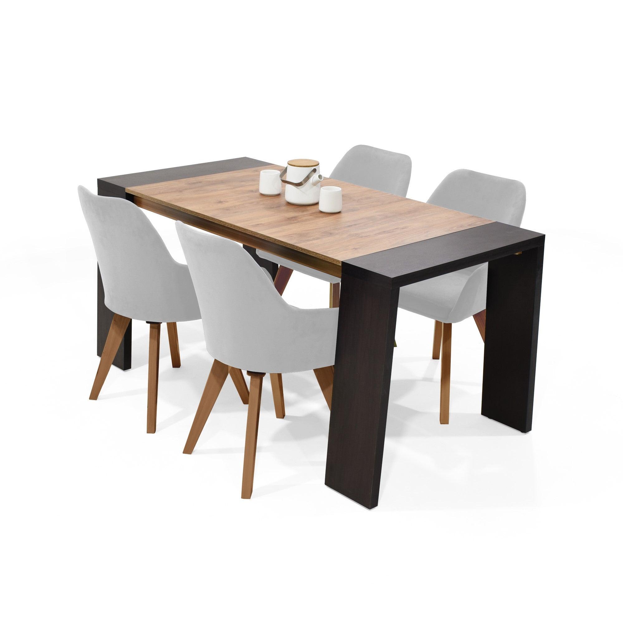 Juego de Comedor Chicago 4 Puestos con Sillas Murcia Tela Plata