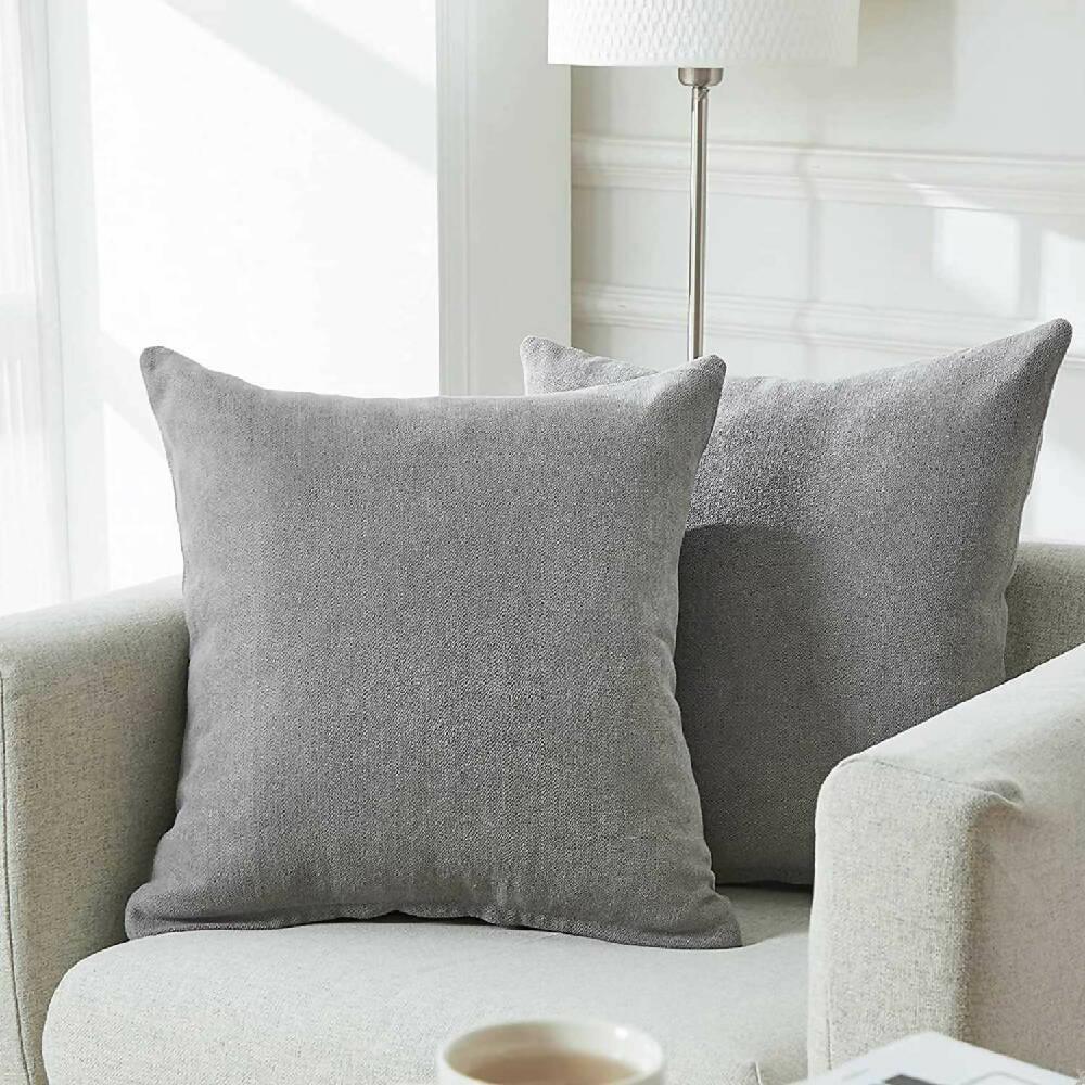 Cojin X2 Decorativo Cuadrado En Tela Gris Claro - VIRTUAL MUEBLES