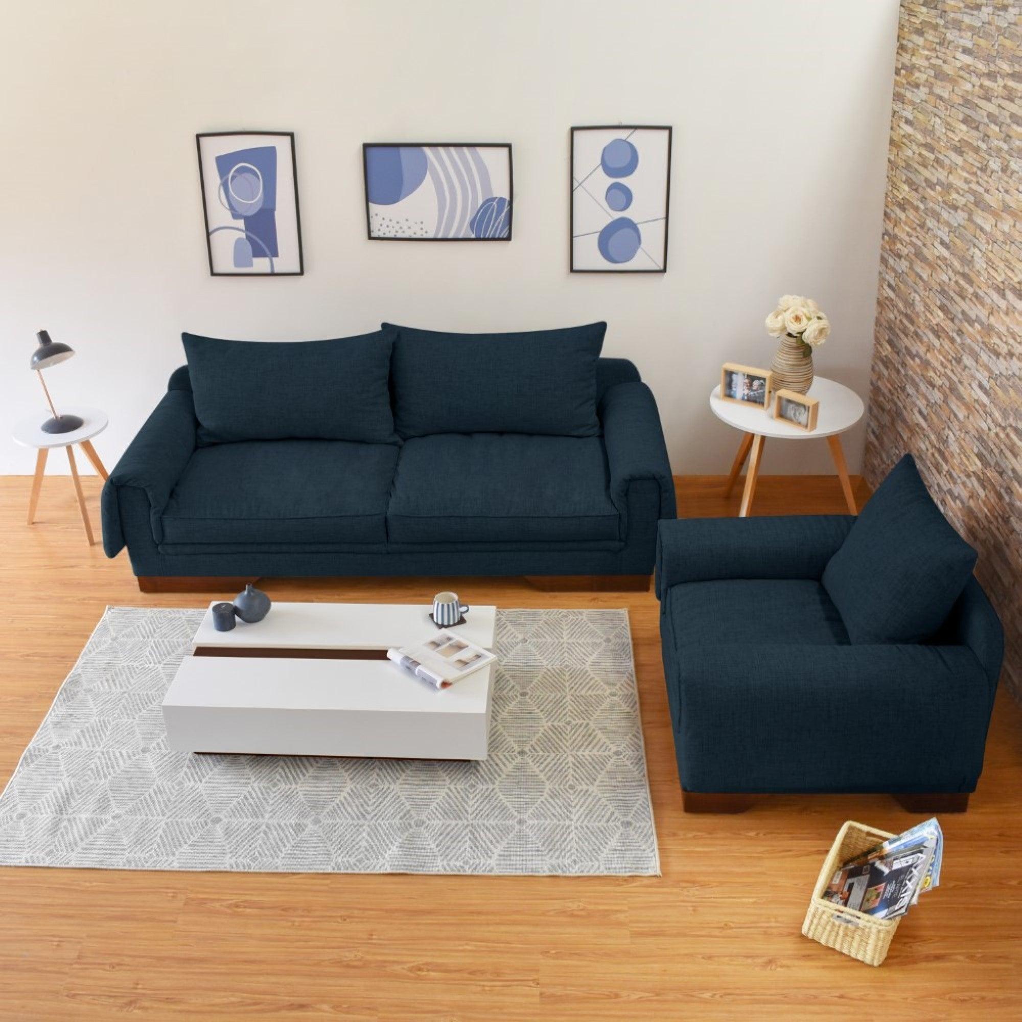 Sofa 3 Puestos Daytona Tela Poliester Plomo - VIRTUAL MUEBLES