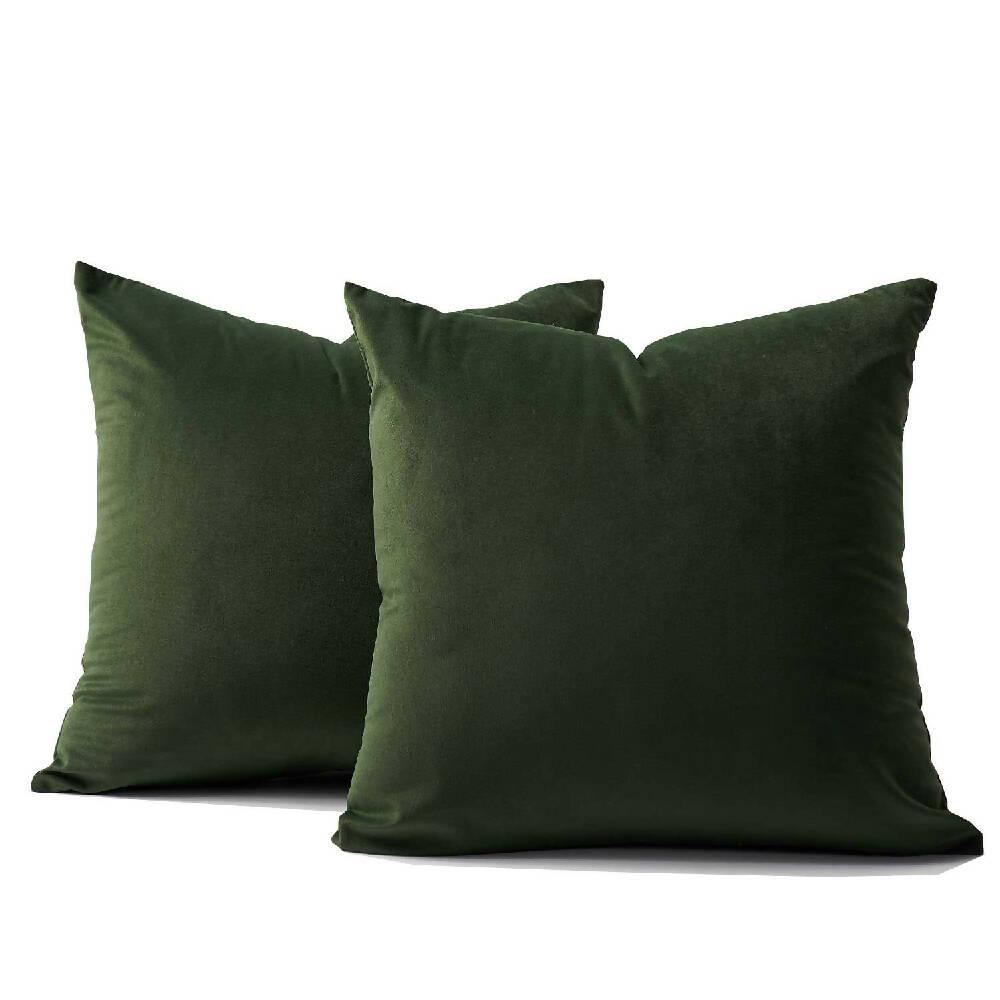 Funda X2 Cojines Decorativos Cuadrados En Tela Verde Militar - VIRTUAL MUEBLES