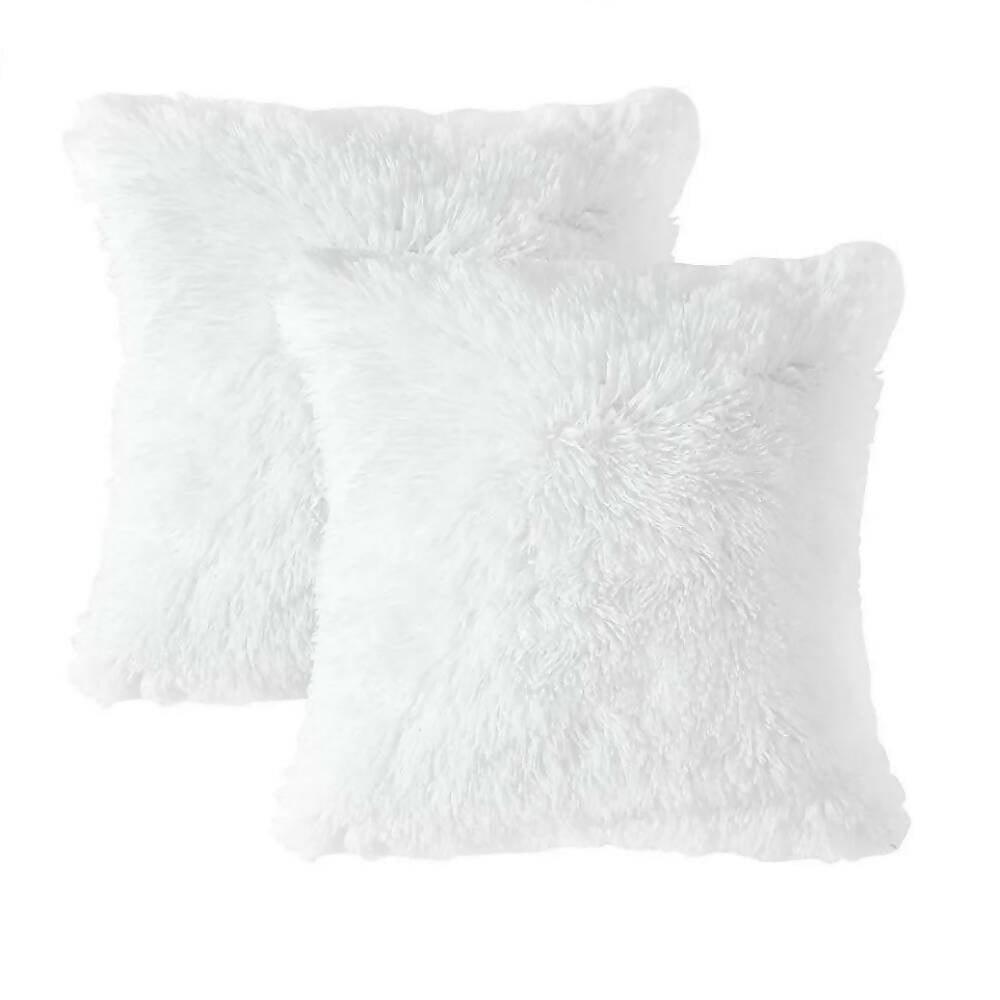 Kit X 2 Fundas Cojines Peludo Blanco - VIRTUAL MUEBLES