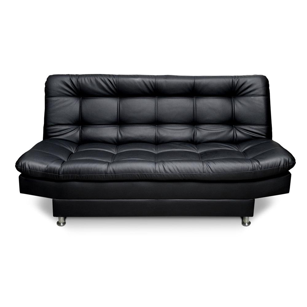 Sofacama Clic Clac Carvallo Plain Tipo Cuero Negro - VIRTUAL MUEBLES