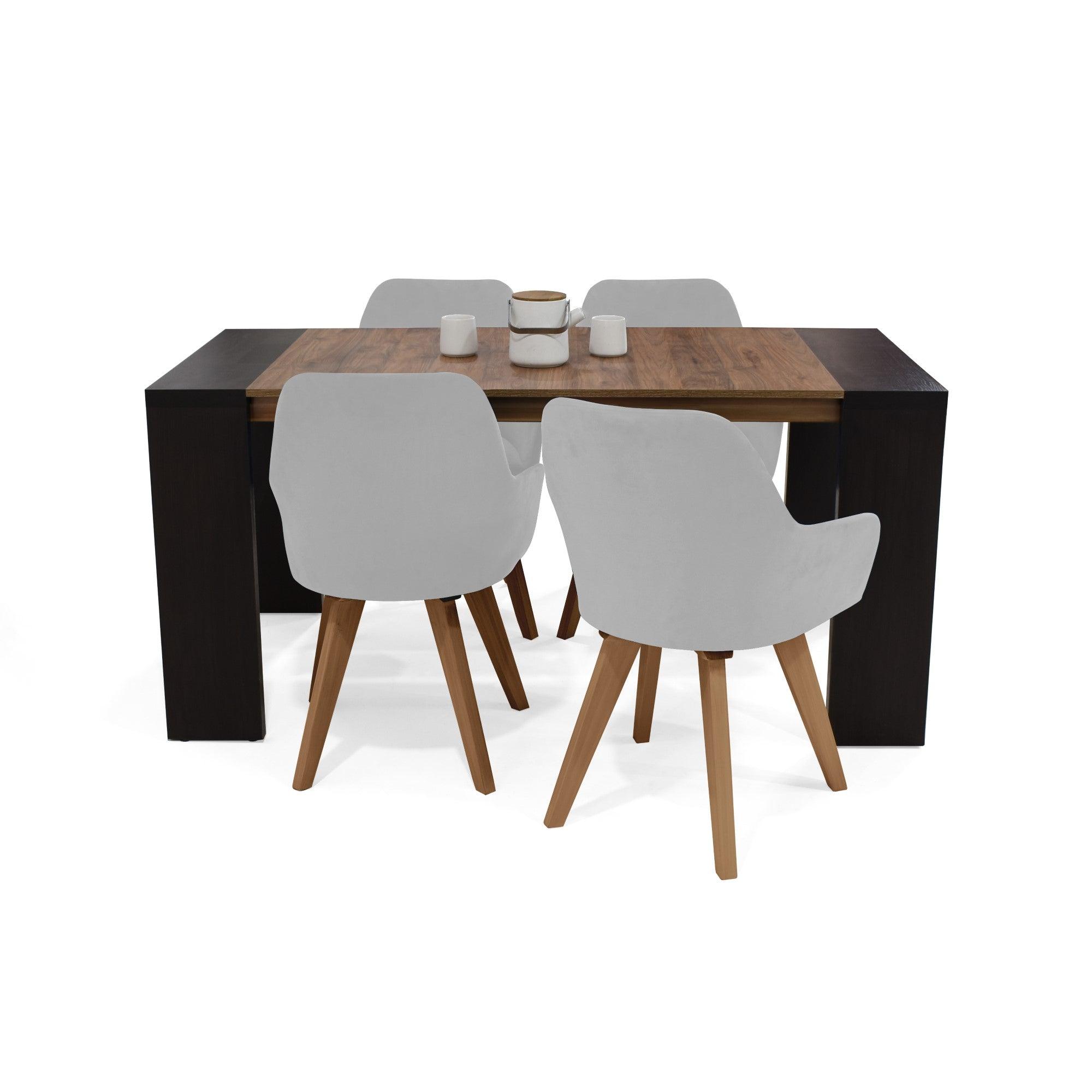 Juego de Comedor Chicago 4 Puestos con Sillas Murcia Tela Plata