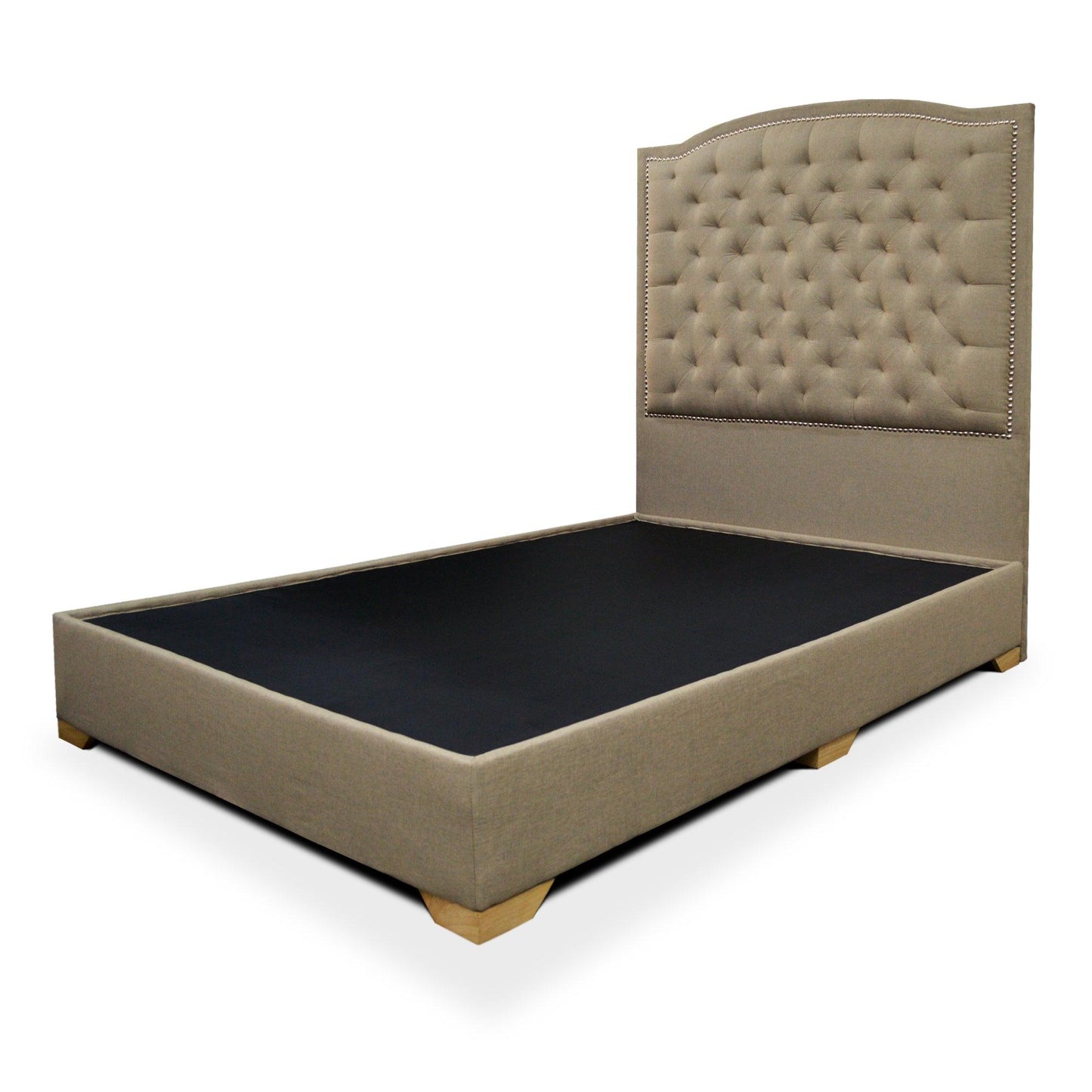 Cama Lawrence tela camel 100 cm - VIRTUAL MUEBLES