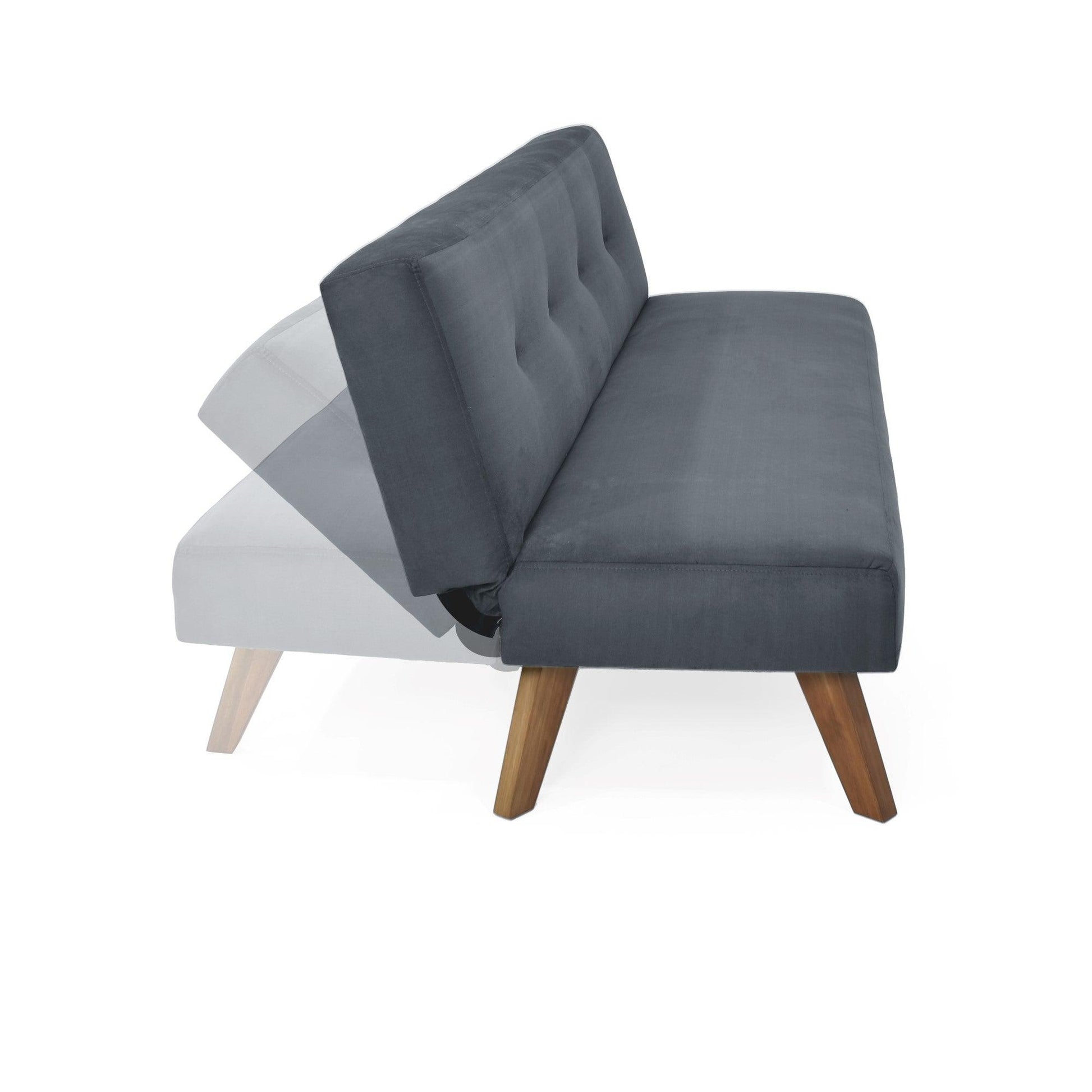 Futon London 3 Posiciones Tela Poliester Gris - VIRTUAL MUEBLES
