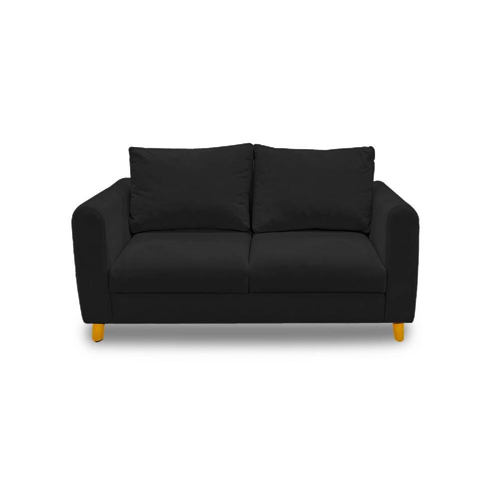 Sofá Prato Zulia negro poliéster y patas de madera - VIRTUAL MUEBLES