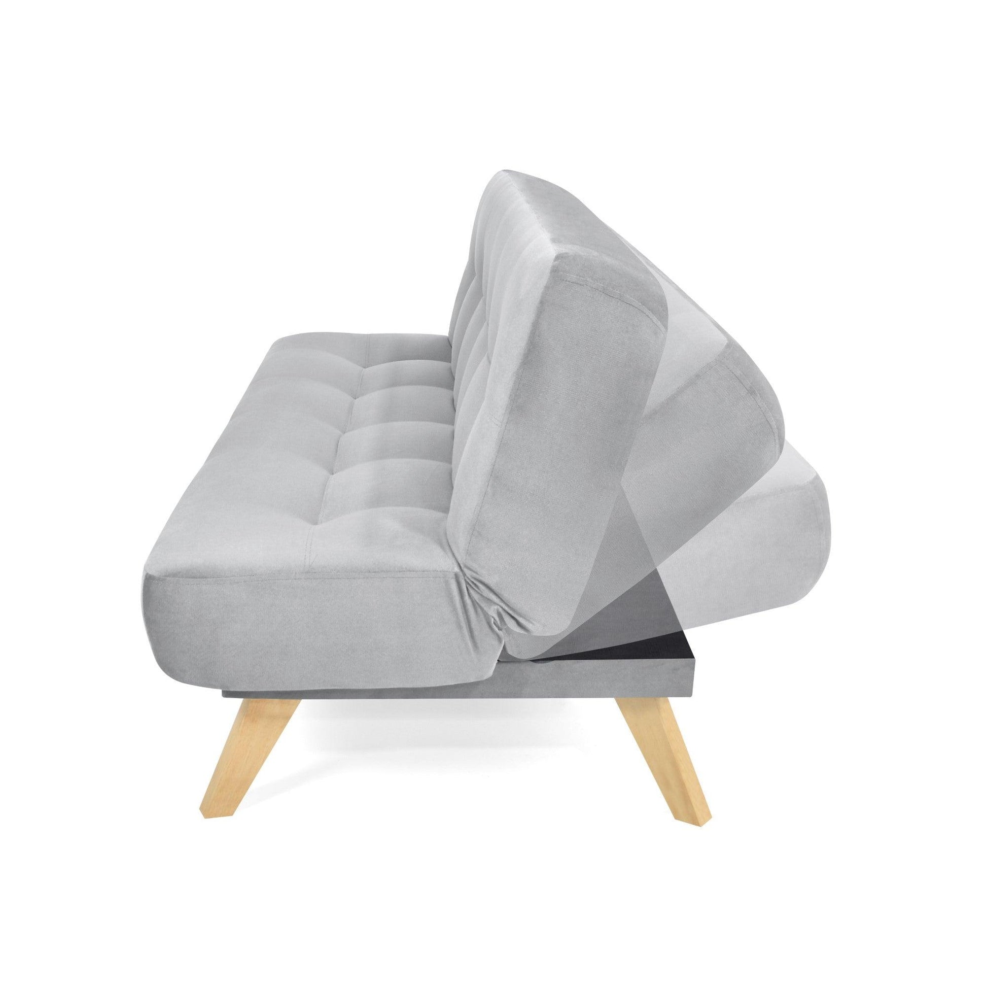 Sofa Cama Porto 3 Posiciones Tela Plata - VIRTUAL MUEBLES