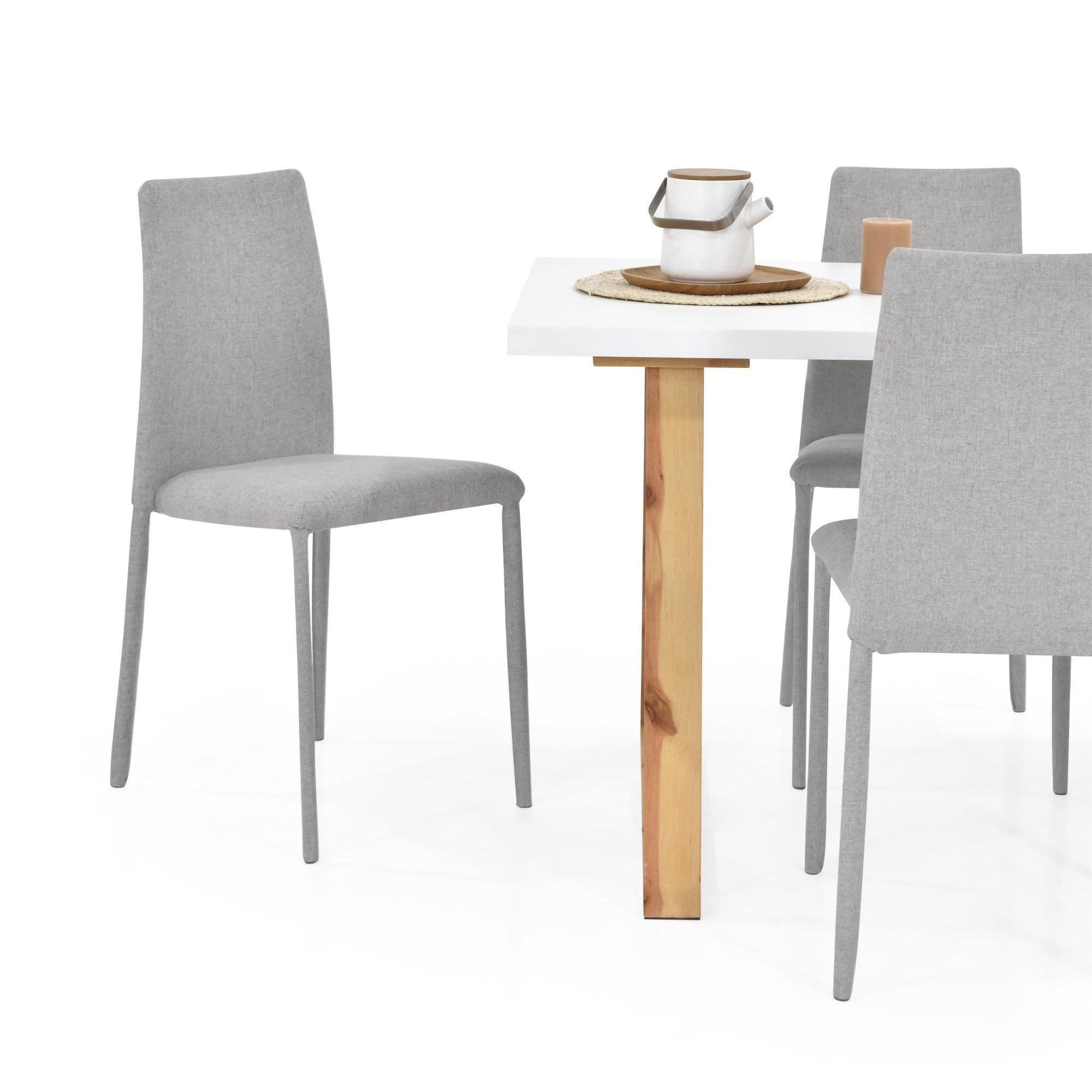Juego de Comedor 4P Andara Sillas Lyon Tela Plata - VIRTUAL MUEBLES