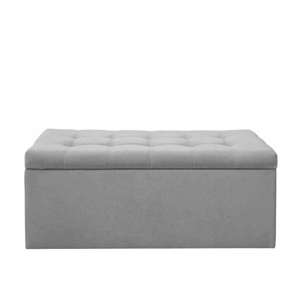 Puff Baúl Auxiliar Tela Gris - VIRTUAL MUEBLES