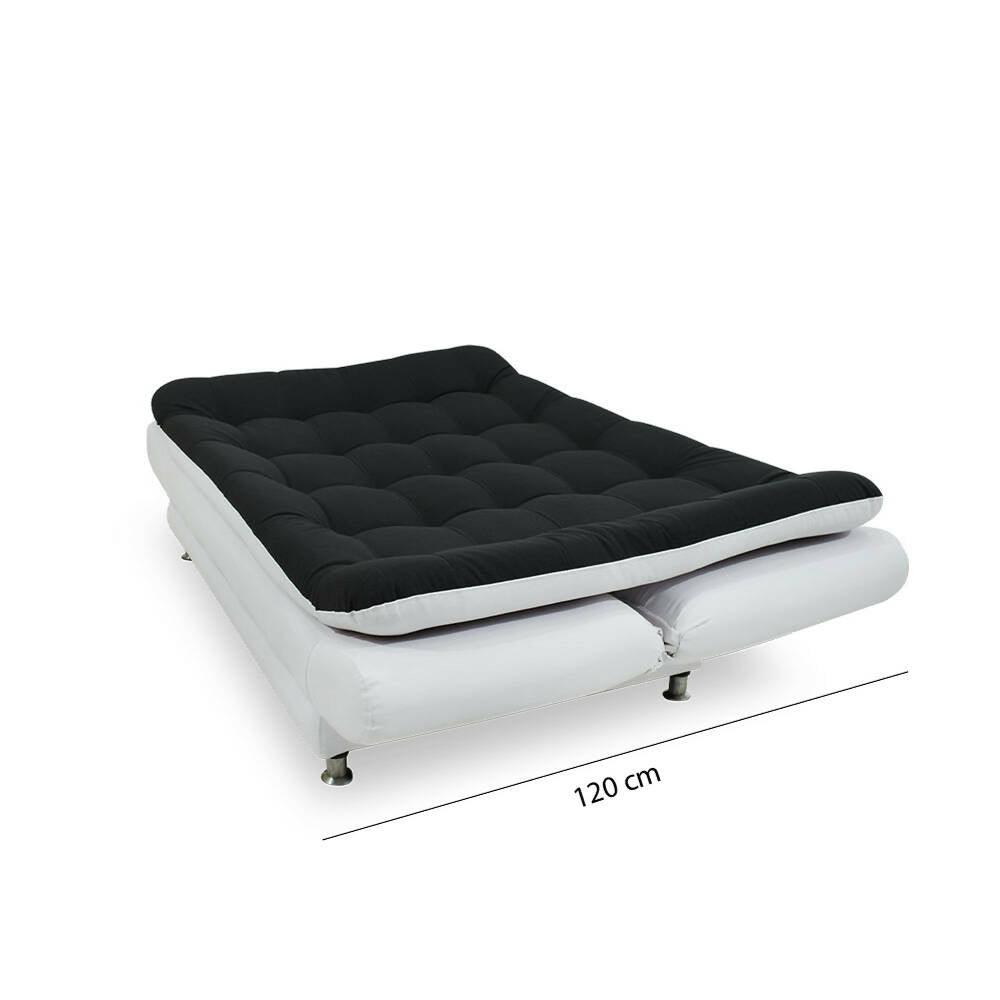 Sofá cama Damasco sintético negro/blanco. patas de acero - VIRTUAL MUEBLES
