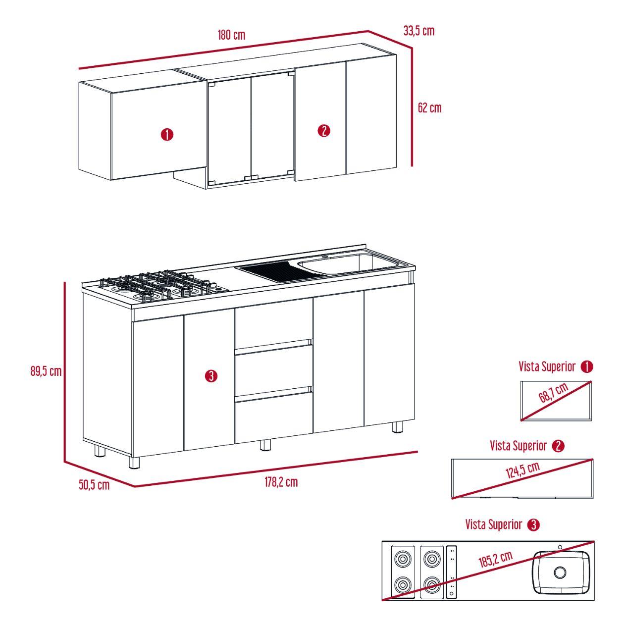 Cocina Integral Polux color Miel y Blanco.