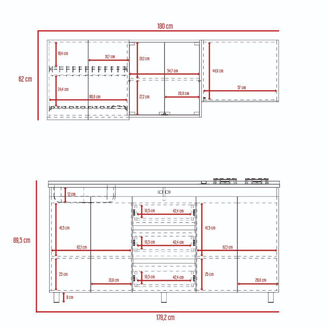 Cocina Integral Polux color Miel y Blanco.