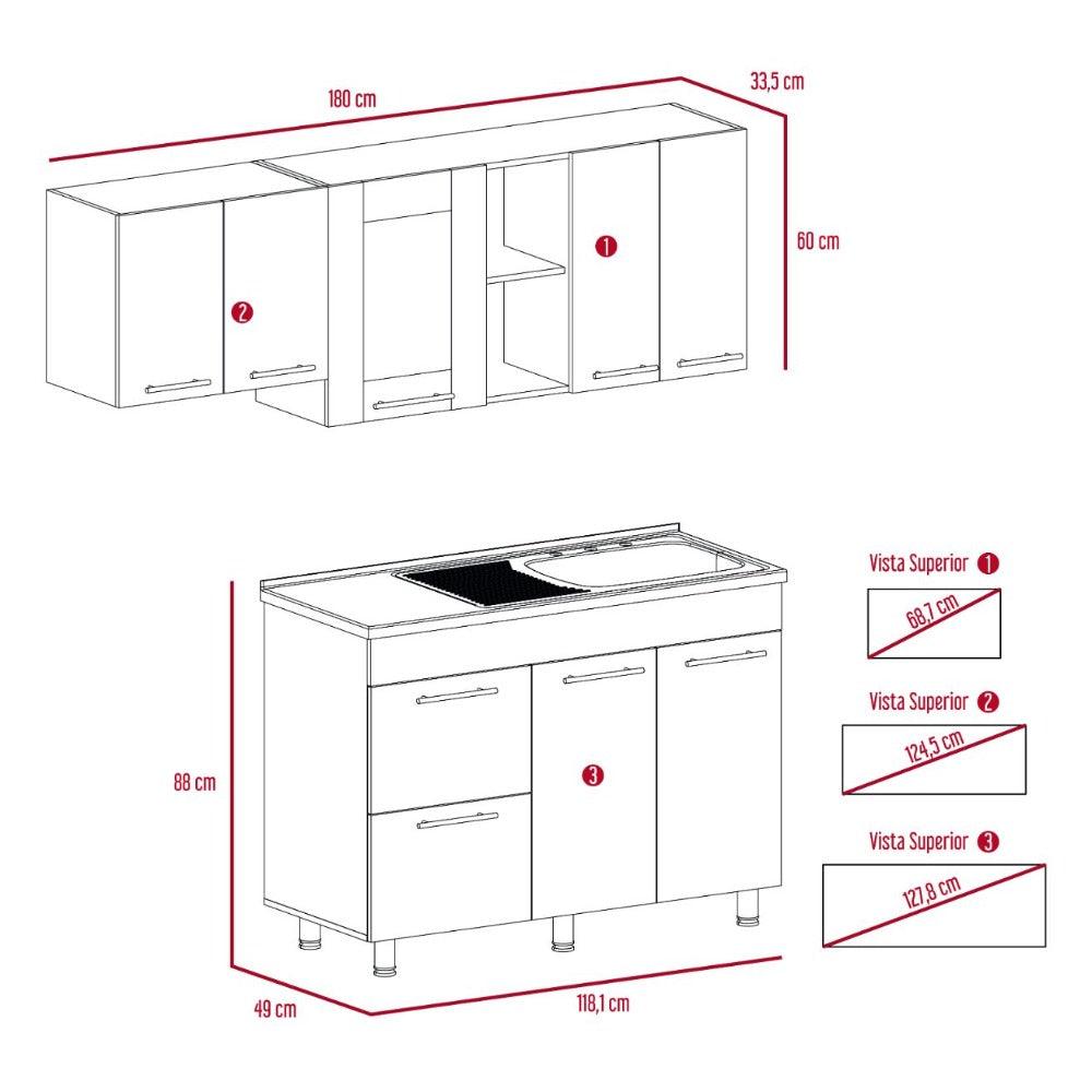 Cocina Integral Kiret color Avellana y Blanco.