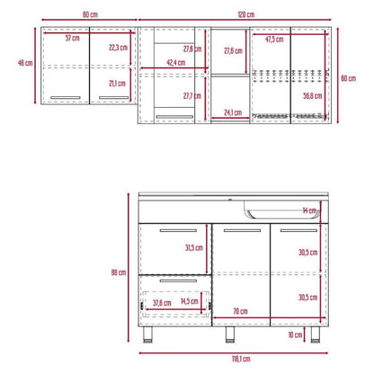 Cocina Integral Kiret color Avellana y Blanco.