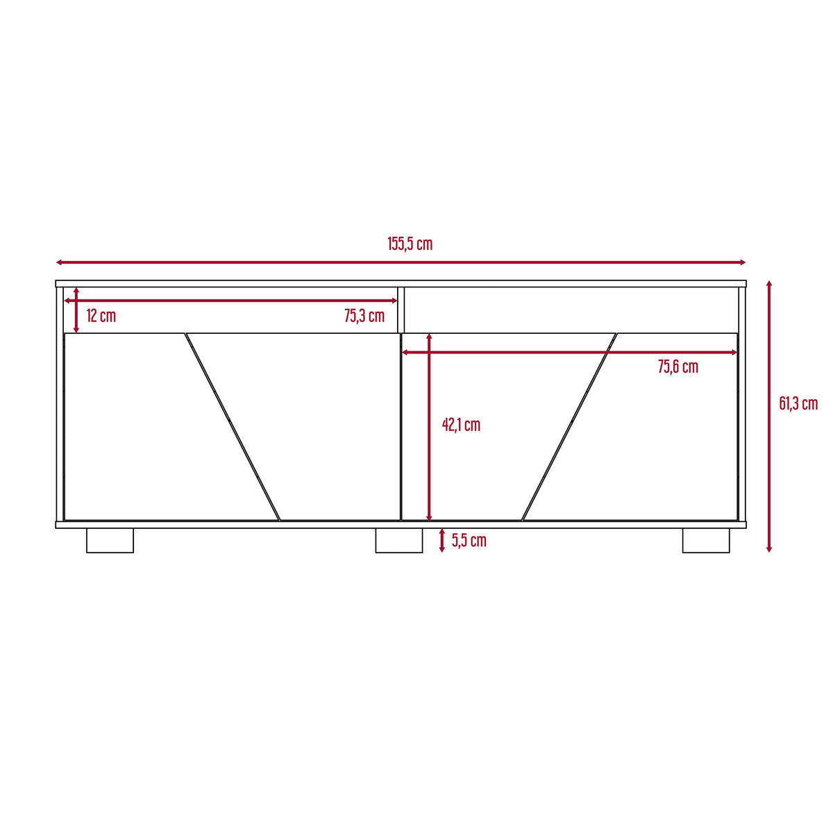 Mesa para TV Orus miel y blanco para televisor de 70 pulgadas, 155,5 cm de ancho – vista 8