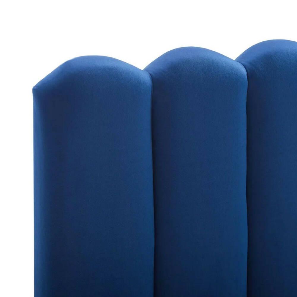 Cabecero Paneles Curvos Cama Doble Azul Rey