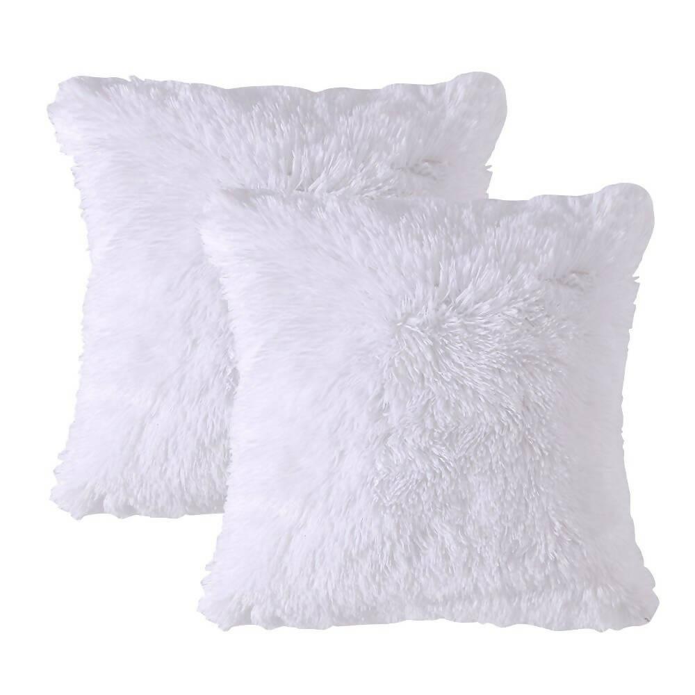 Cojin x2 Decorativo Péludo Blanco