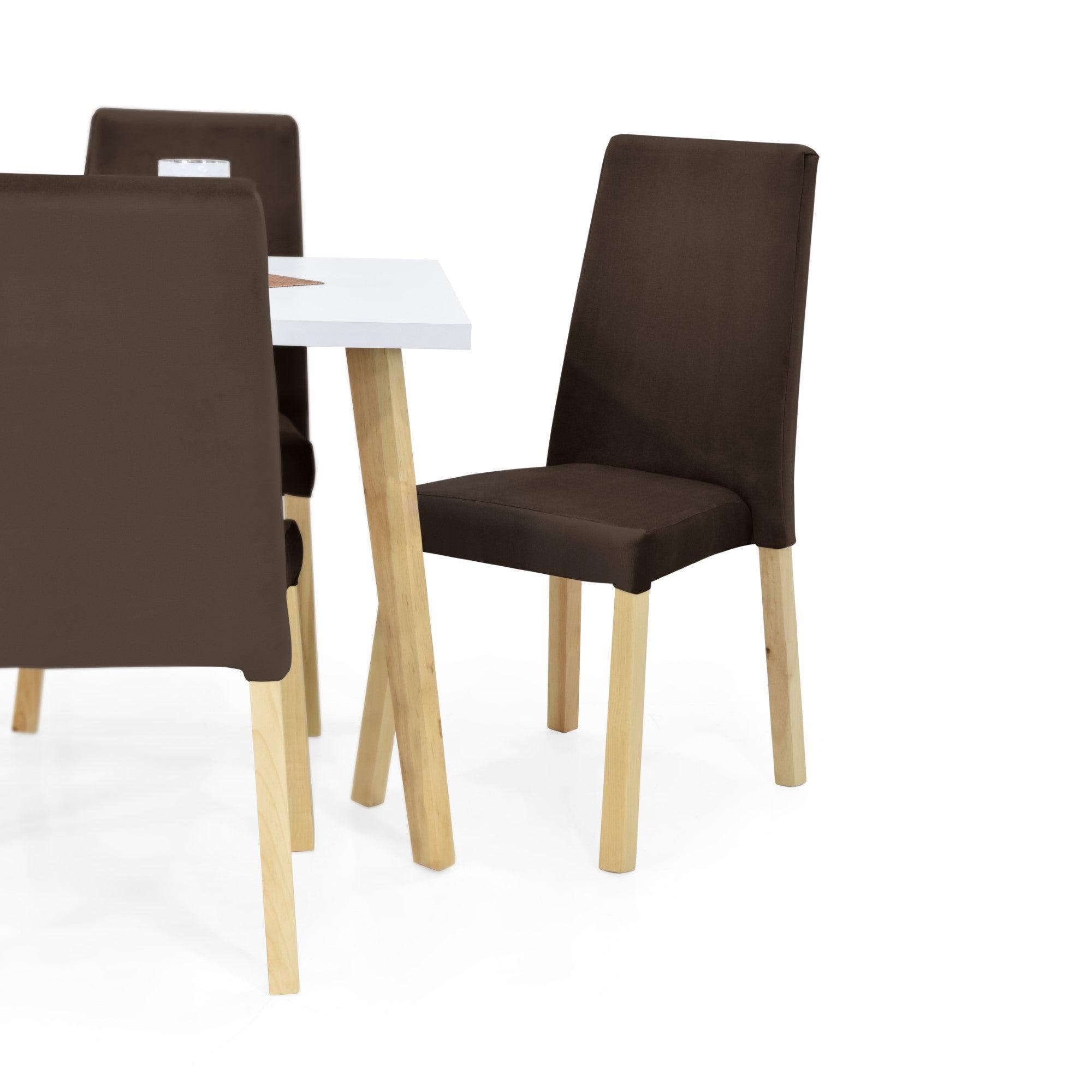 Juego de Comedor 4P Tiza Sillas Galicia Tela Chocolate - VIRTUAL MUEBLES