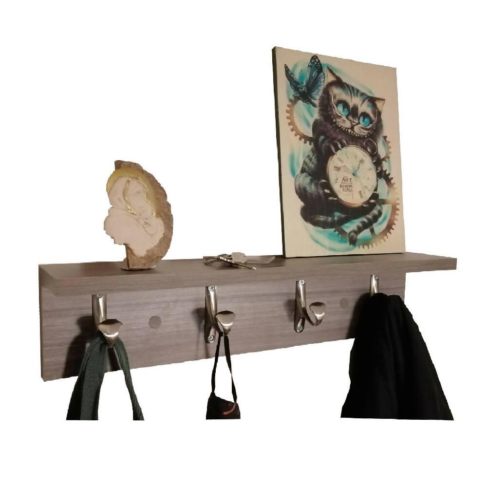 Perchero de Pared con Repisa 4 Ganchos Humo - VIRTUAL MUEBLES