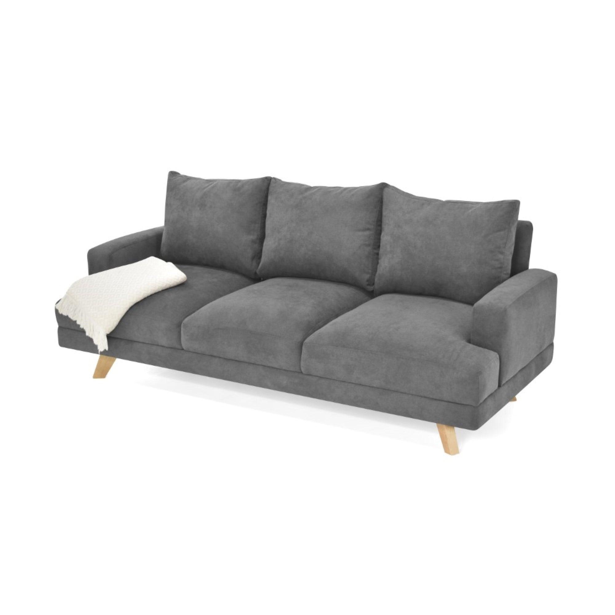 Sofa 3 Puestos Lisboa Tela Gris - VIRTUAL MUEBLES