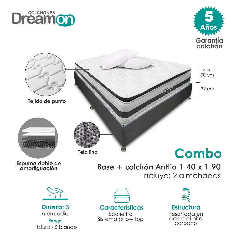 Colchón Con Base Dreamon Antlia Doble Intermedio - VIRTUAL MUEBLES
